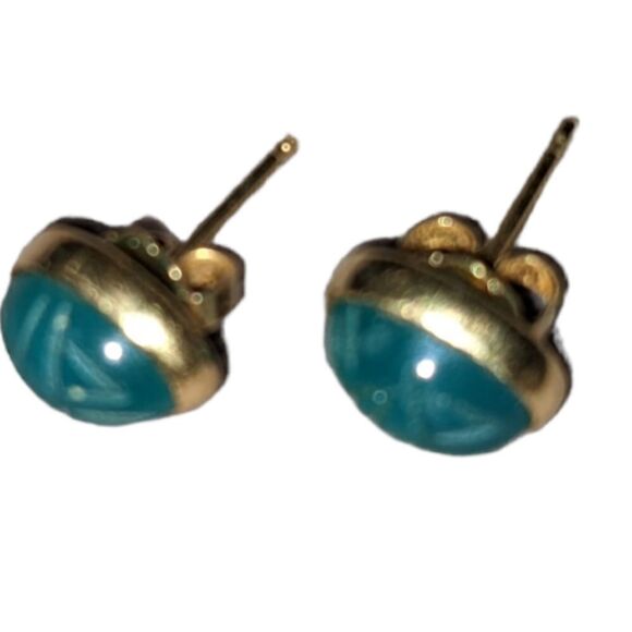 Karen Lynn Vintage Genuine Scarab and matching‎ earrings 12 kt. Gold filled - Picture 4 of 6